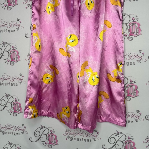 Tweety bird pants capri crop Pink Satin Looney Tunes Pajama Pants - Picture 12 of 12